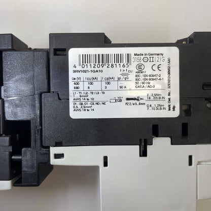 SIEMENS 3RV1021-1GA10 SIRIUS MANUAL MOTOR STARTER WITH 3RT1017-1AK61 CONTACTOR