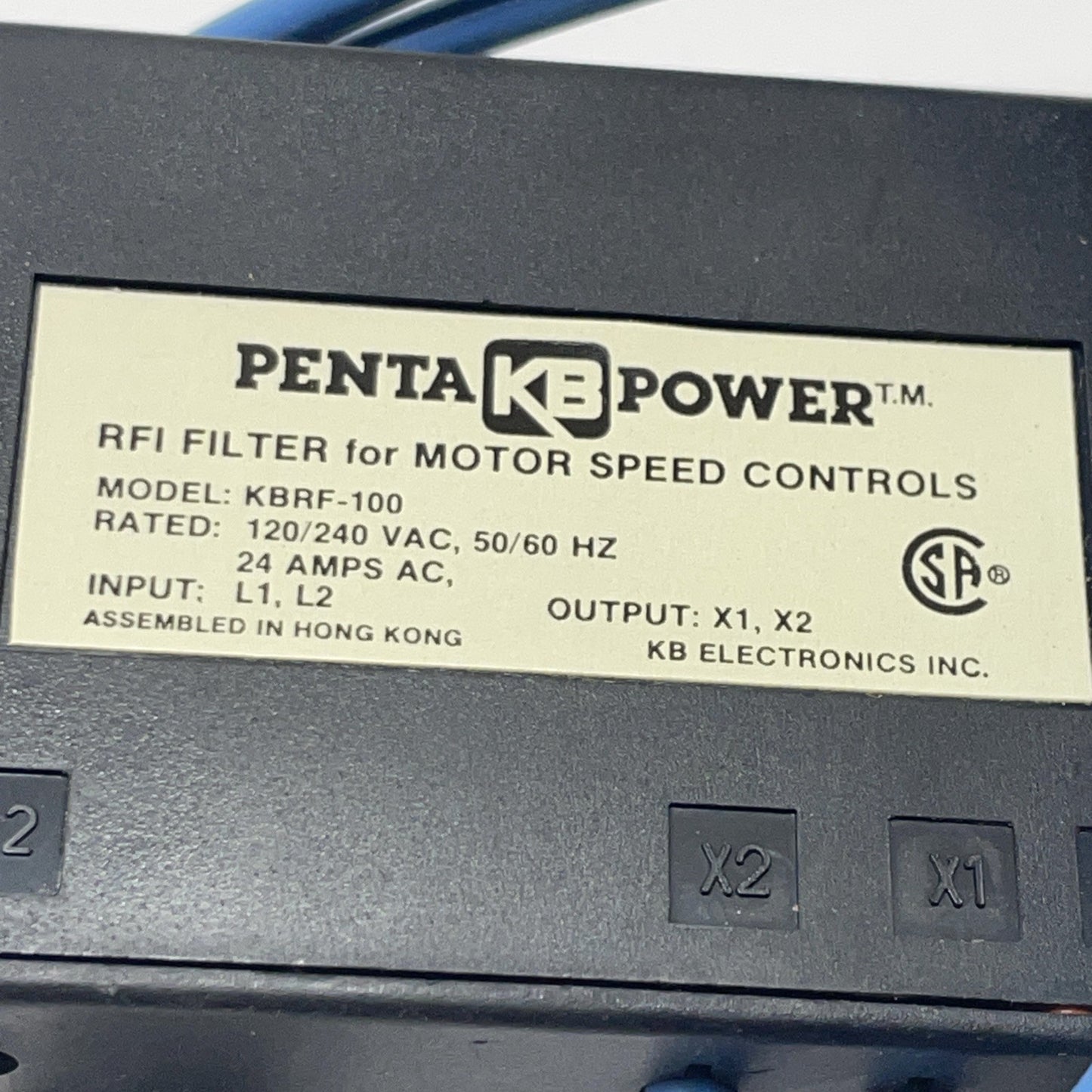 PENTA POWER KBRF-100 / 9107 KB ELECTRONICS RFI FILTER FOR SPEED CONTROL / NEW