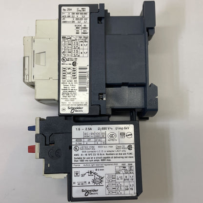 Schneider LC1D09 Contactor + LRD07 Overload Relay 9A 1.6–2.5A Motor Starter