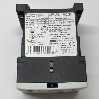 Siemens 3RT1015-1AK62 3-Pole Contactor 110 V/120 V