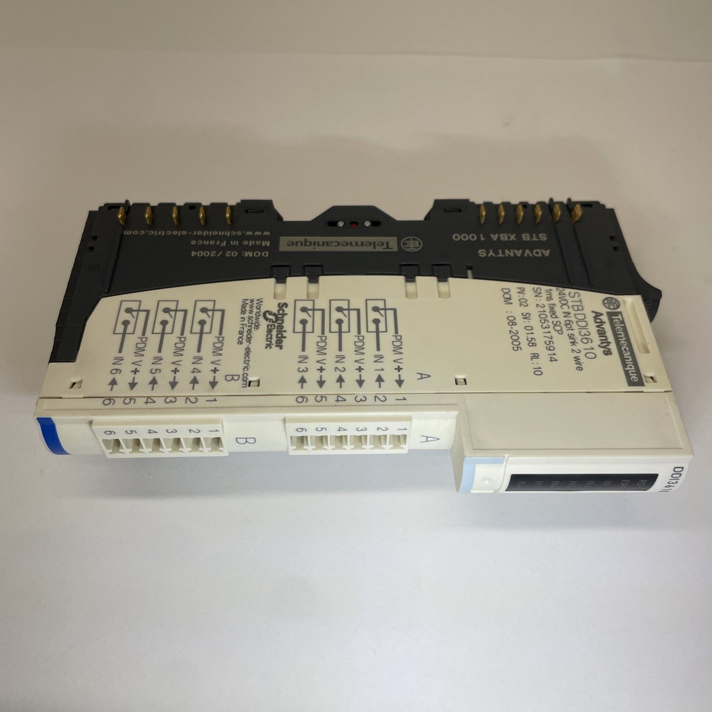 SCHNEIDER STBDD13610 6 Point Input Module With STB XBA 1000 BASE (FREE SHIPPING)