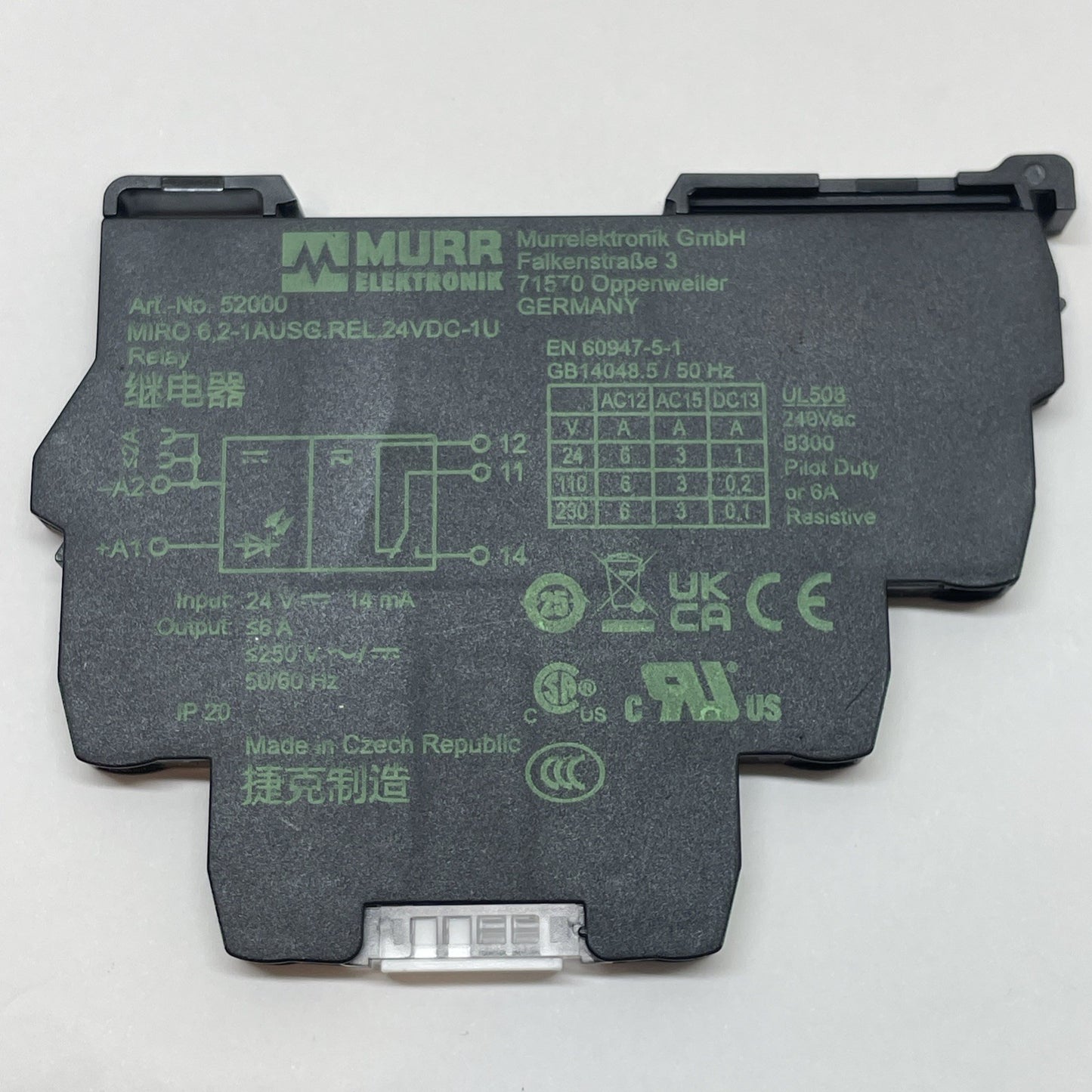 (LOT OF 4) Murr Elektronik 52000 24 VDC DIN Rail Output Relay SPDT 6A