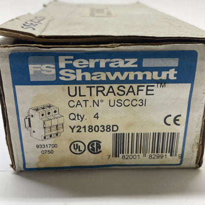 (LOT OF 4) Ferraz Shawmut Ultrasafe USCC3I Y218038 3-Pole Fuse Holder 600V 30A