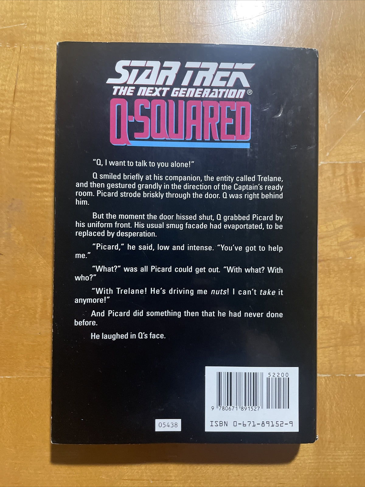 Star Trek THE NEXT GENERATION Q-SQUARED Hardcover Book 1st edtion