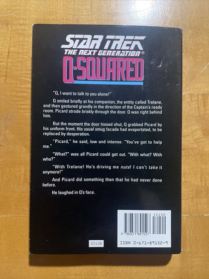 Star Trek THE NEXT GENERATION Q-SQUARED Hardcover Book 1st edtion