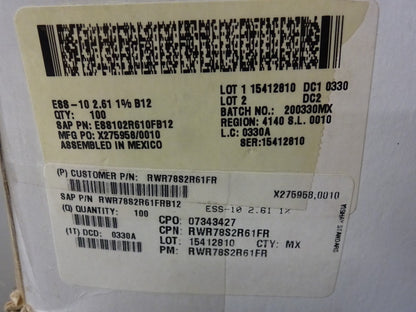 (LOT OF 78) DALE RWR78S2R61FR Fixed Wire-Wound Resistor MIL-Spec RWR78 Series