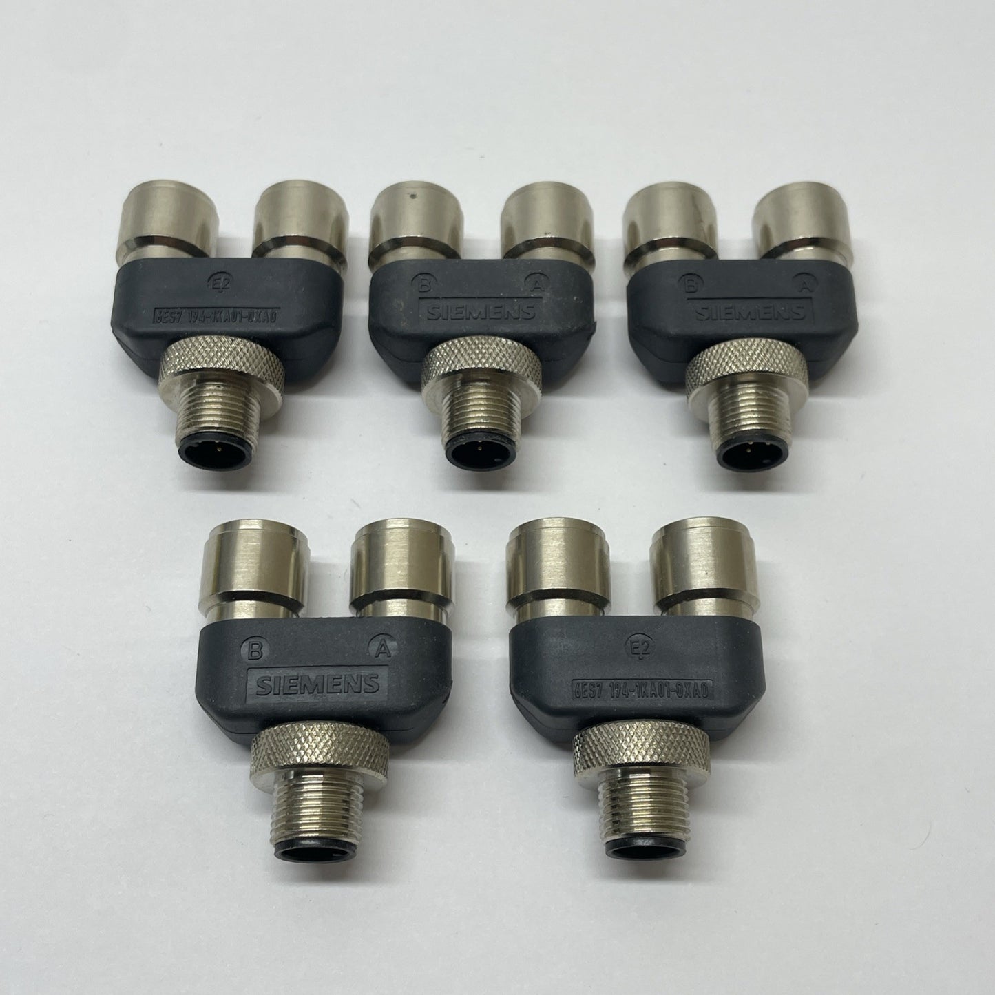 (LOT OF 5) Siemens 6ES7 194-1KA01-0XA0 Y-Connector 5-pole M12 ET 200