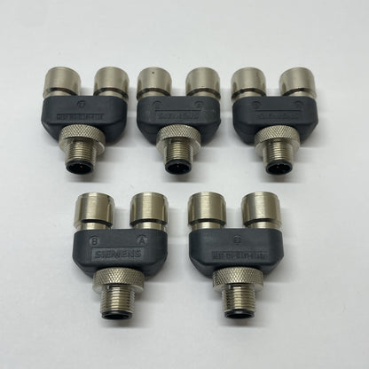 (LOT OF 5) Siemens 6ES7 194-1KA01-0XA0 Y-Connector 5-pole M12 ET 200