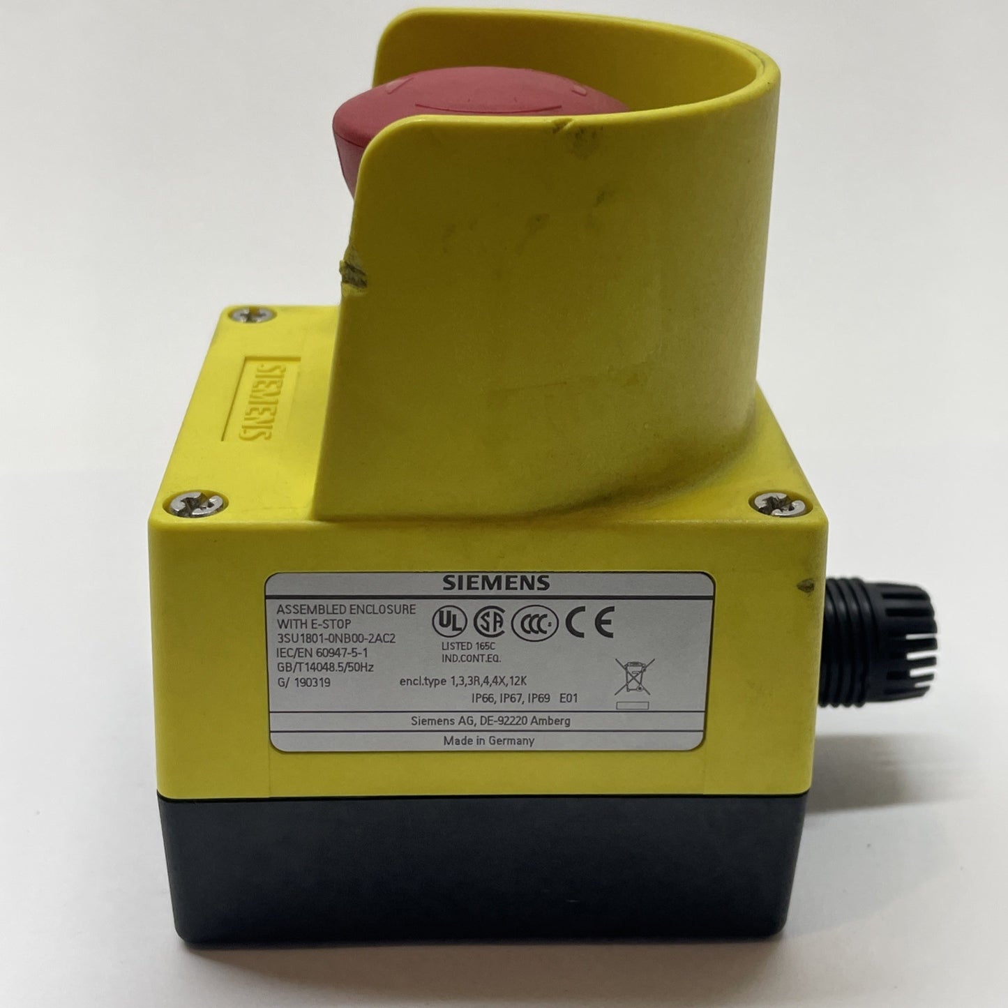 Siemens 3SU1801-0NB00-2AC2 Emergency Stop Mushroom Push Button Enclosure