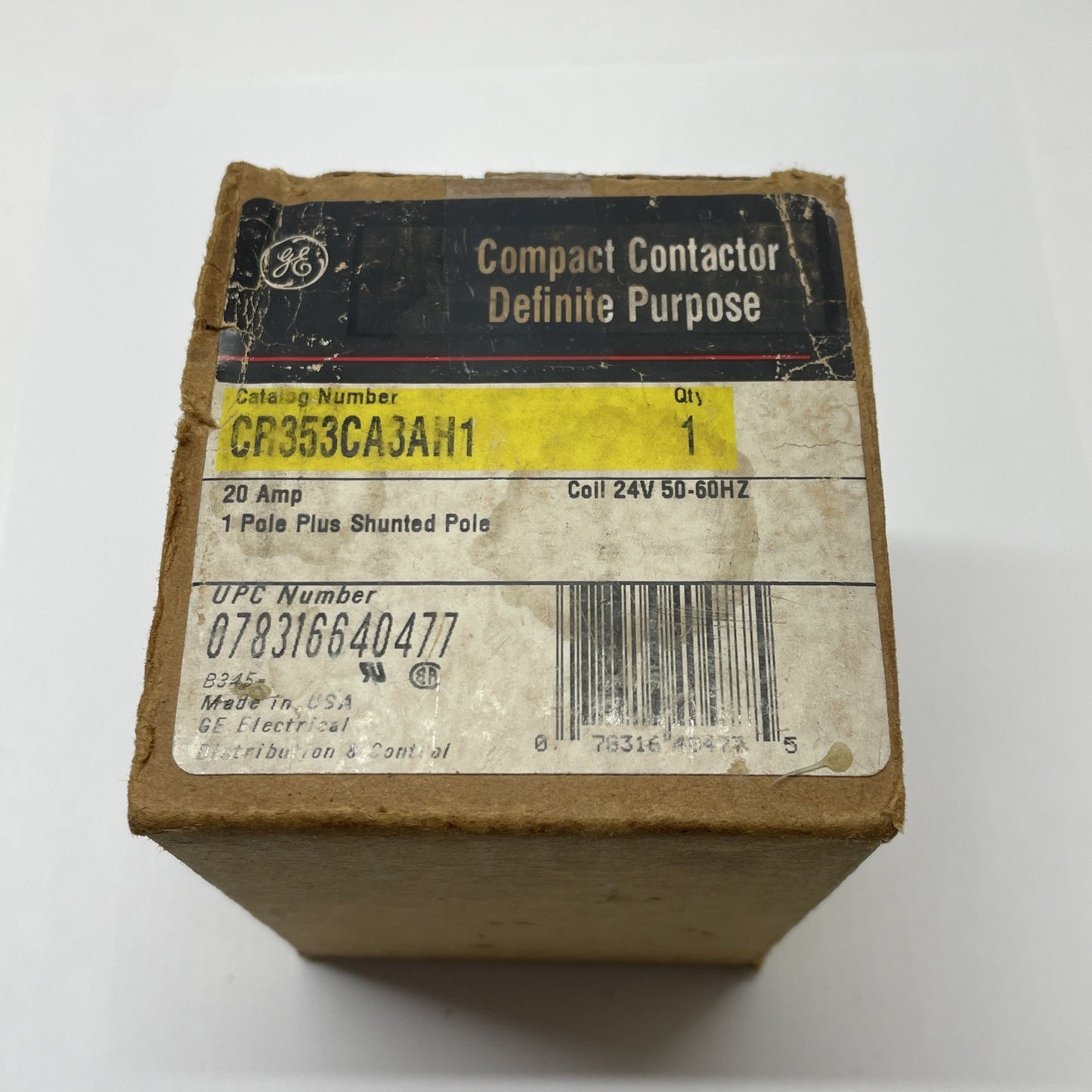 GE CR353CA3AH1 Definite Purpose Contactor 20 A 1-Pole 24 V Coil