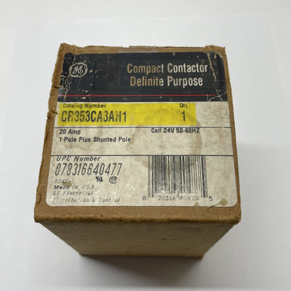 GE CR353CA3AH1 Definite Purpose Contactor 20 A 1-Pole 24 V Coil