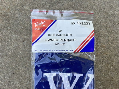 TAYLOR MADE 222223 W OWNER PENNANT 10" X 16" BLUE SAILCLOTH MARINE FLAG / NEW