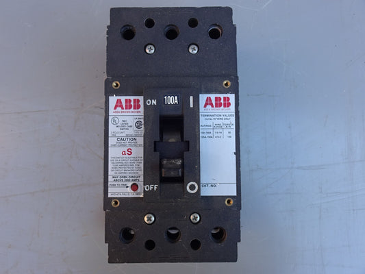 ABB ESB43100L / CIRCUIT BREAKER 100 AMP 100A 3 POLE 3P 480V