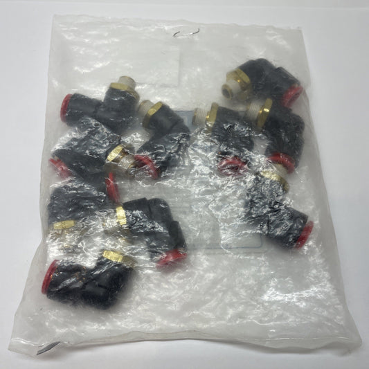 (LOT OF 10) SMC  KQL11-34S  One-Touch Male Elbow Fitting 3/8″ Tube 1/8″ NPT