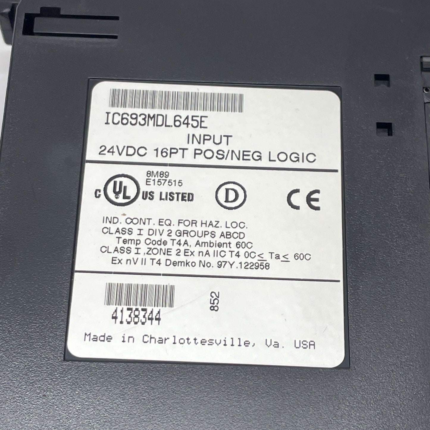GE Fanuc IC693MDL645E Input 24 VDC 16 PT Module PLC POS/NEG **FAST SHIPPING**