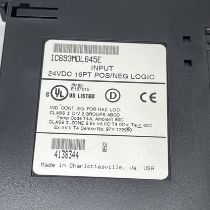 GE Fanuc IC693MDL645E Input 24 VDC 16 PT Module PLC POS/NEG **FAST SHIPPING**