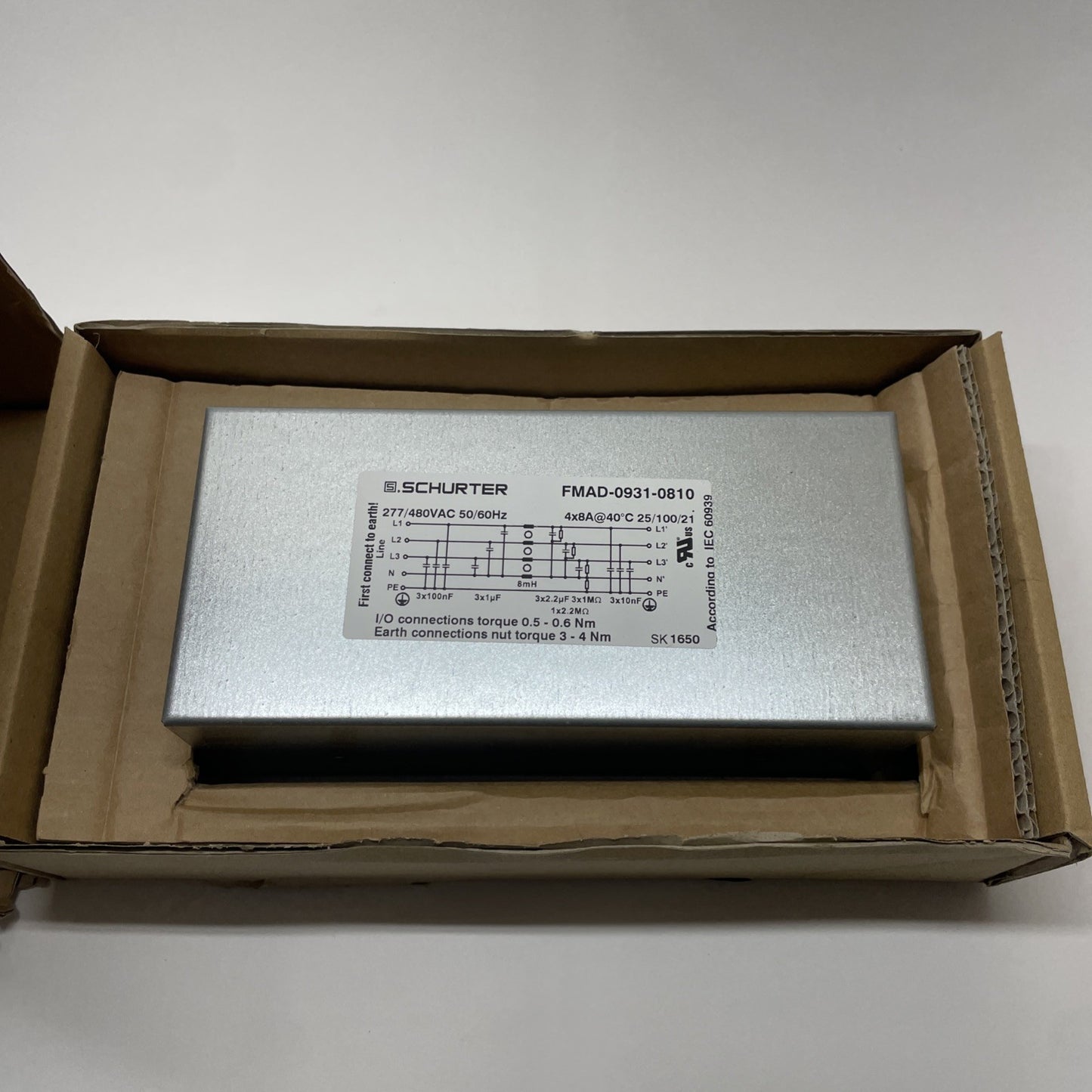 SCHURTER FMAD-0931-0810 3-Phase EMI/EMC Line Filter 8A 277/480VAC (USA SELLER)