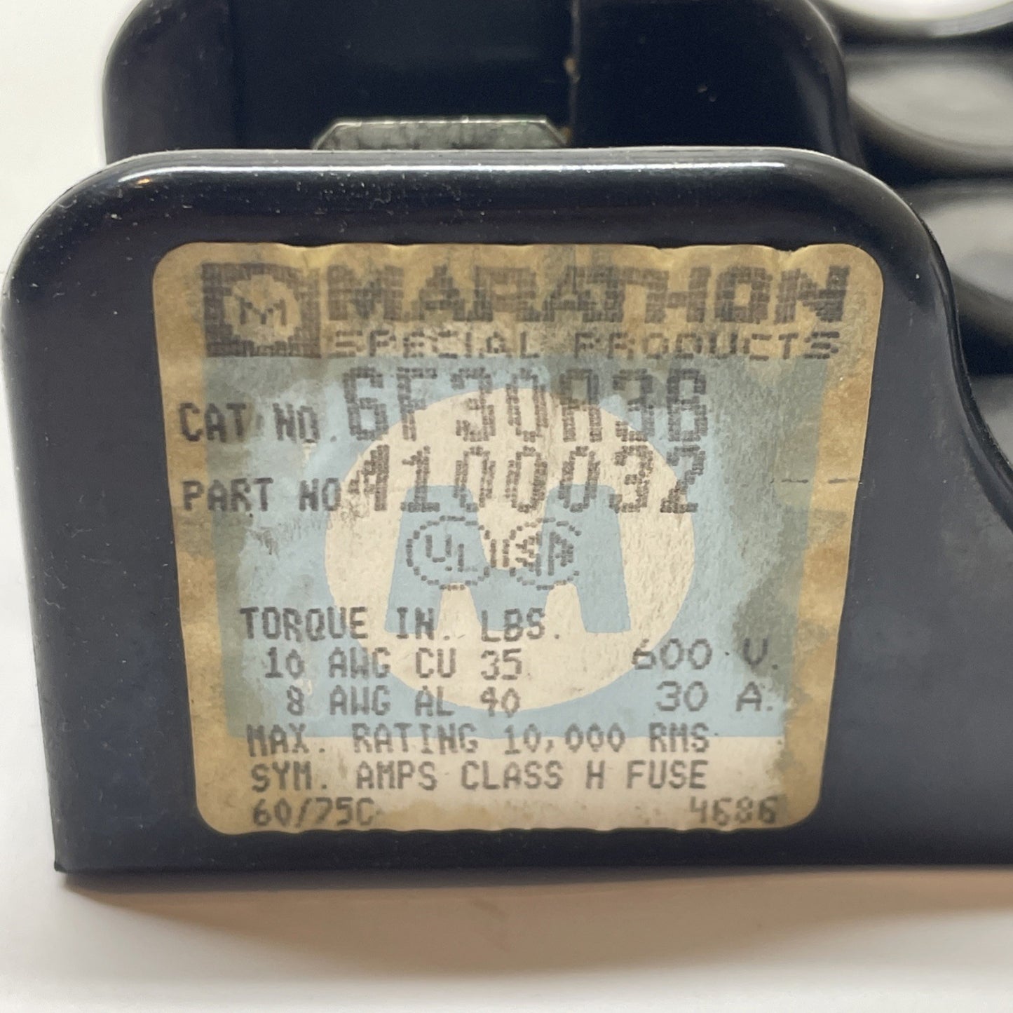 Marathon 4100032 Fuse Holder 30A 600 V 3-Pole