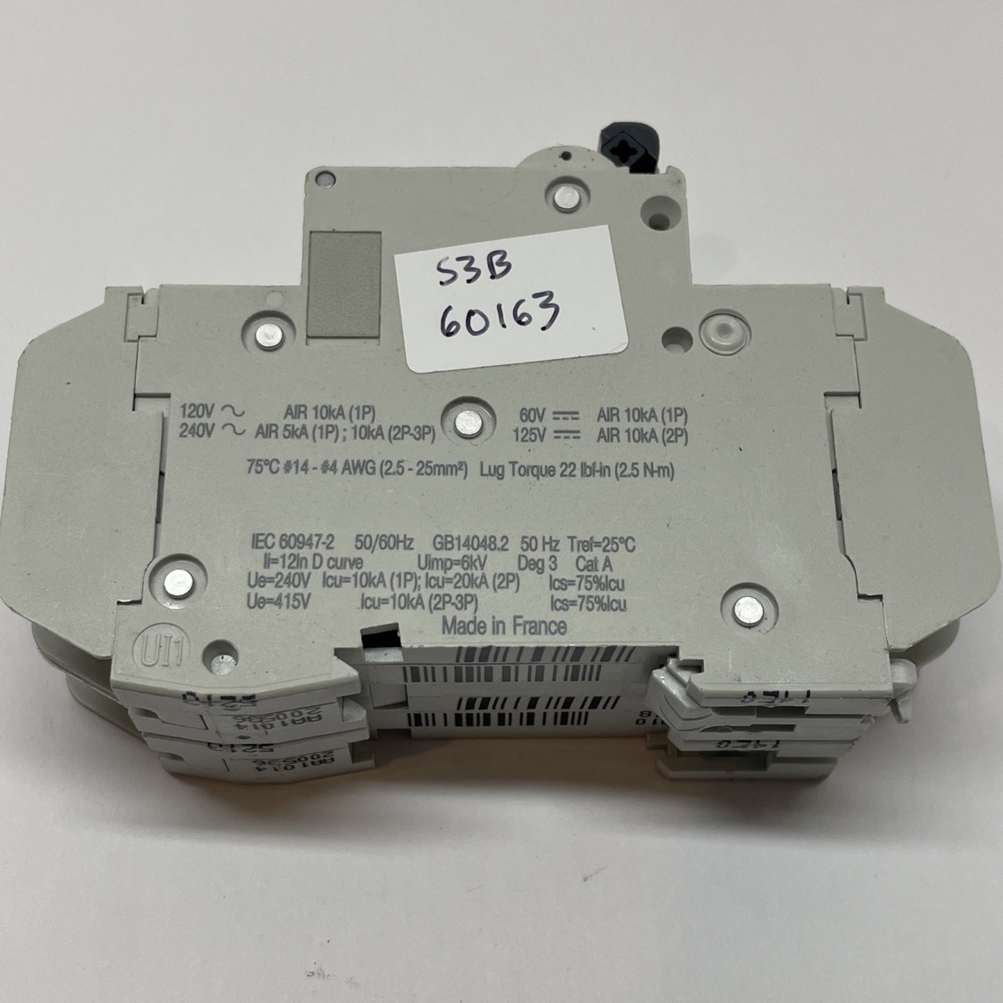 SCHNEIDER 60163  2 POLE MINIATURE CIRCUIT BREAKER C60 D15A MULTI 9 / 240V