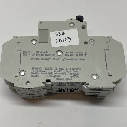 SCHNEIDER 60163  2 POLE MINIATURE CIRCUIT BREAKER C60 D15A MULTI 9 / 240V