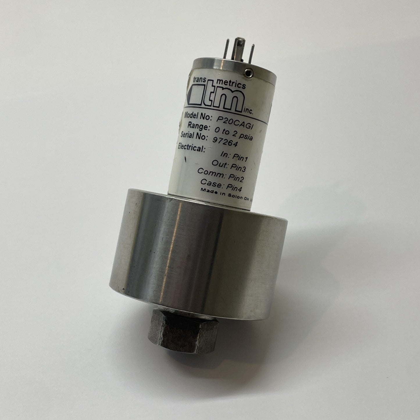 Trans Metrics Series 20 Pressure Transducer 0-2 PSIA P20CAGI (4 PIN)