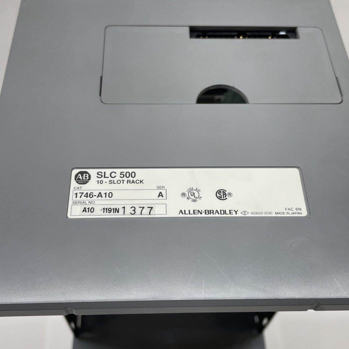 ALLEN BRADLEY 1746-A10 SER A 10 SLOT RACK W/ 1746-P2 SER C POWER SUPPLY