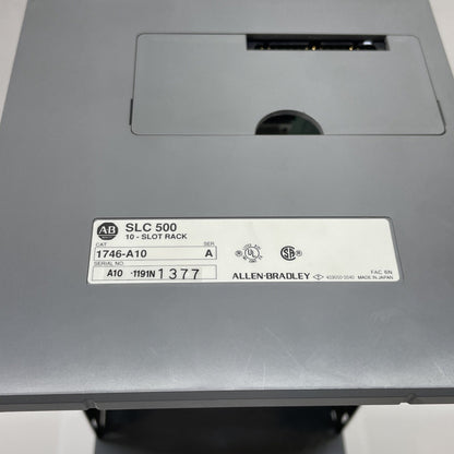 ALLEN BRADLEY 1746-A10 SER A 10 SLOT RACK W/ 1746-P2 SER C POWER SUPPLY