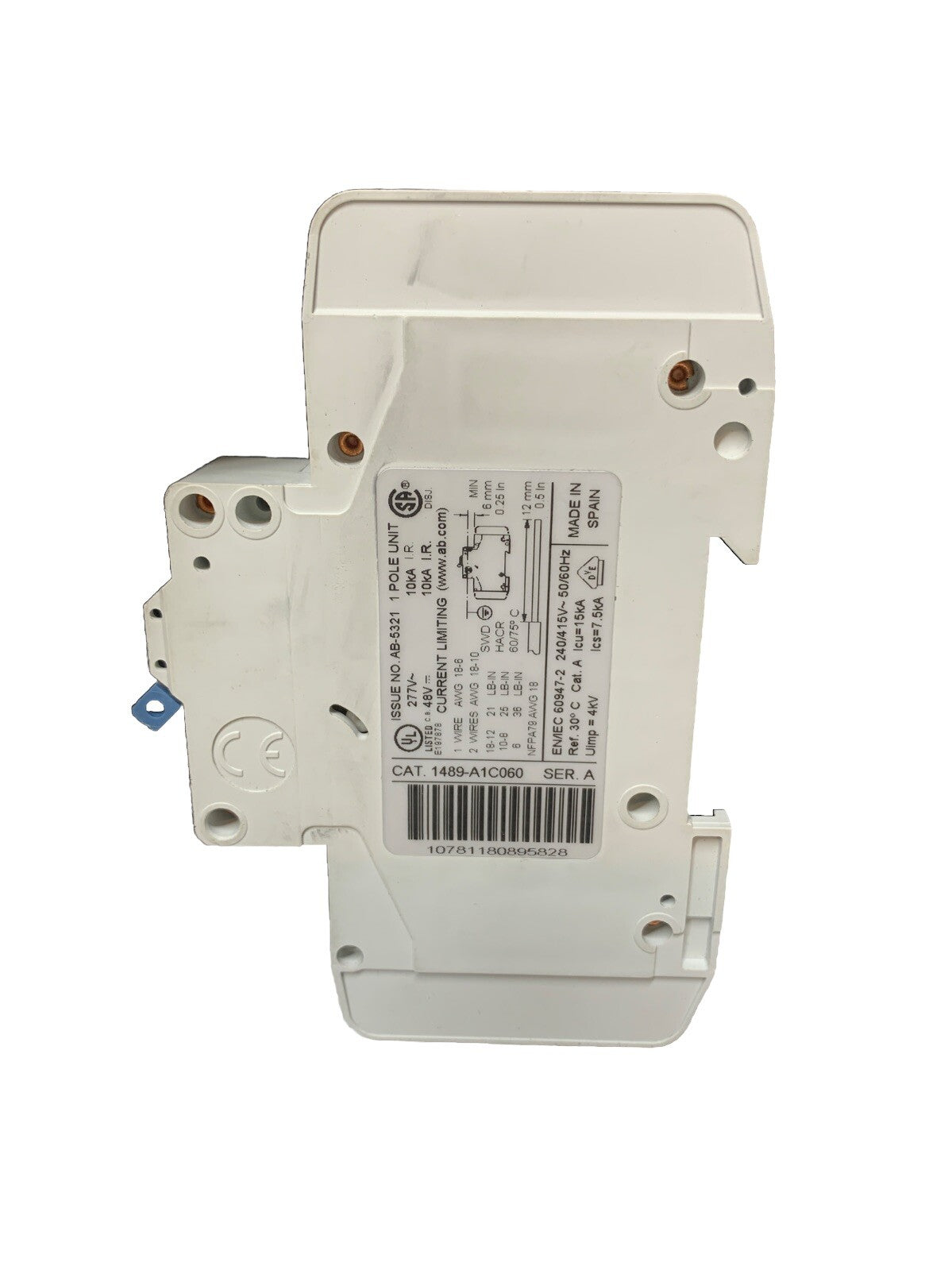 ALLEN BRADLEY 1489-A CIRCUIT BREAKER SER. A 6AMP 1489-A1C060