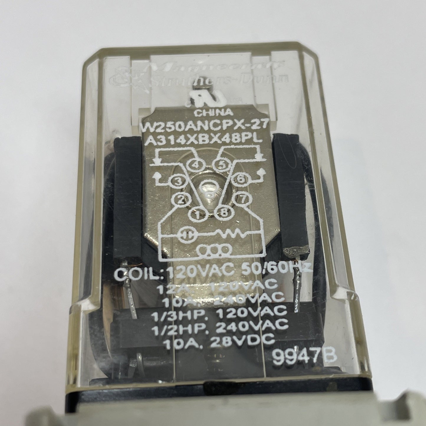 MAGNECRAFT W250ANCPX-27  A314XBX48PL RELAY 9947B With Base  -   120VAC  50/60Hz