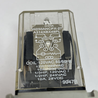 MAGNECRAFT W250ANCPX-27  A314XBX48PL RELAY 9947B With Base  -   120VAC  50/60Hz