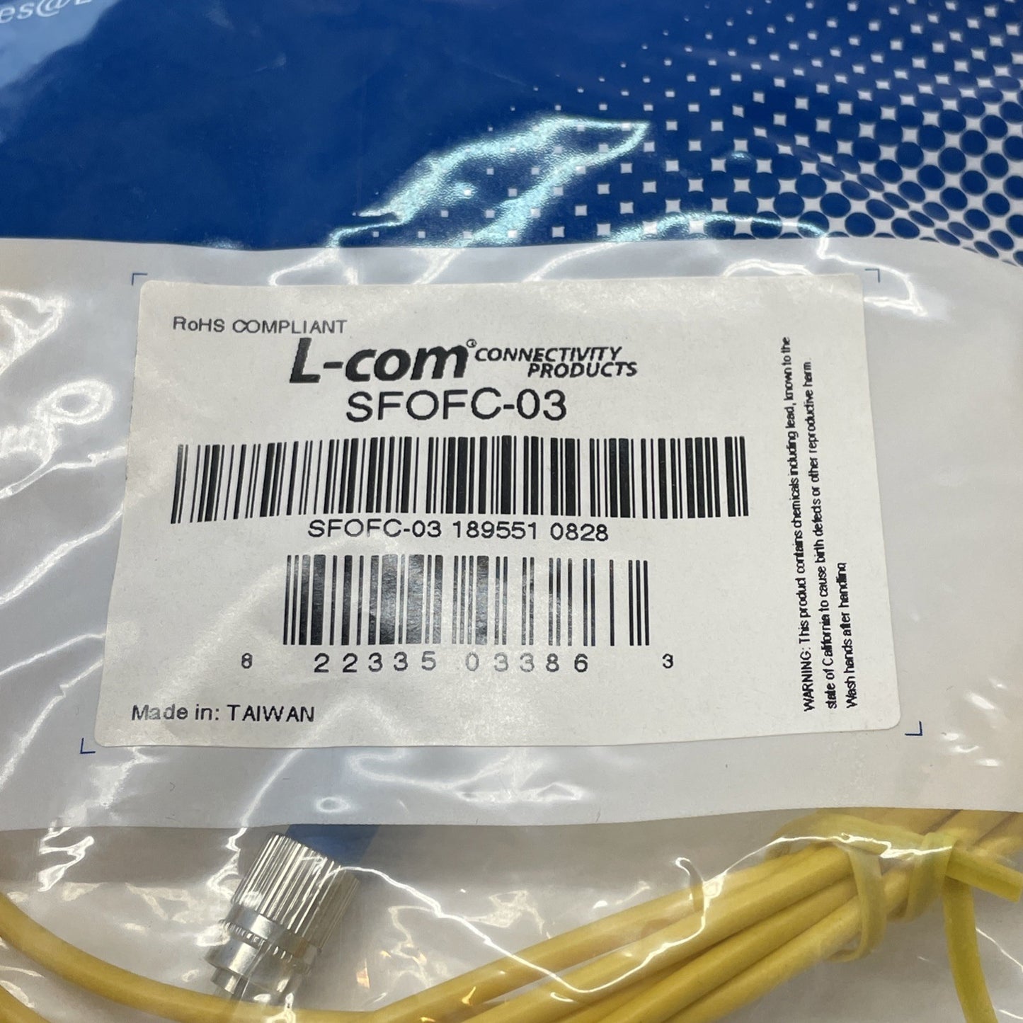 L-Com SFOFC-03 Fiber Optic Cable FC/FC 9/125 3.0m