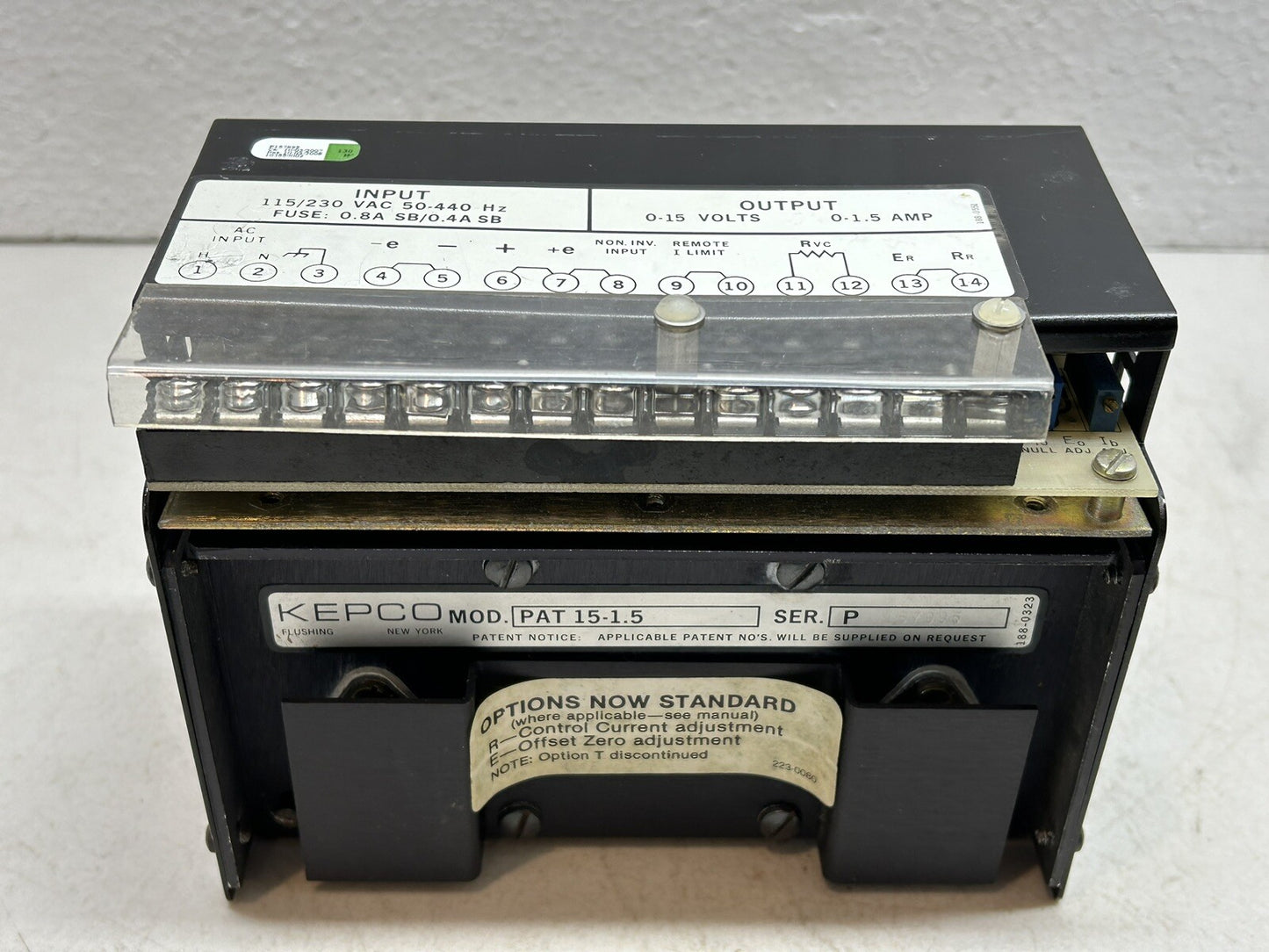KEPCO PAT 15-1.5 P / PAT15-1.5P / POWER SUPPLY 115/230VAC 0-15VOLTS 0-1.5AMP
