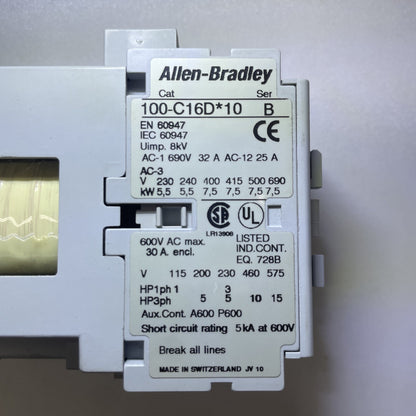 Allen Bradley 100-C16DJ10 Contactor 100-C16D*10 24V DC Diode Coil
