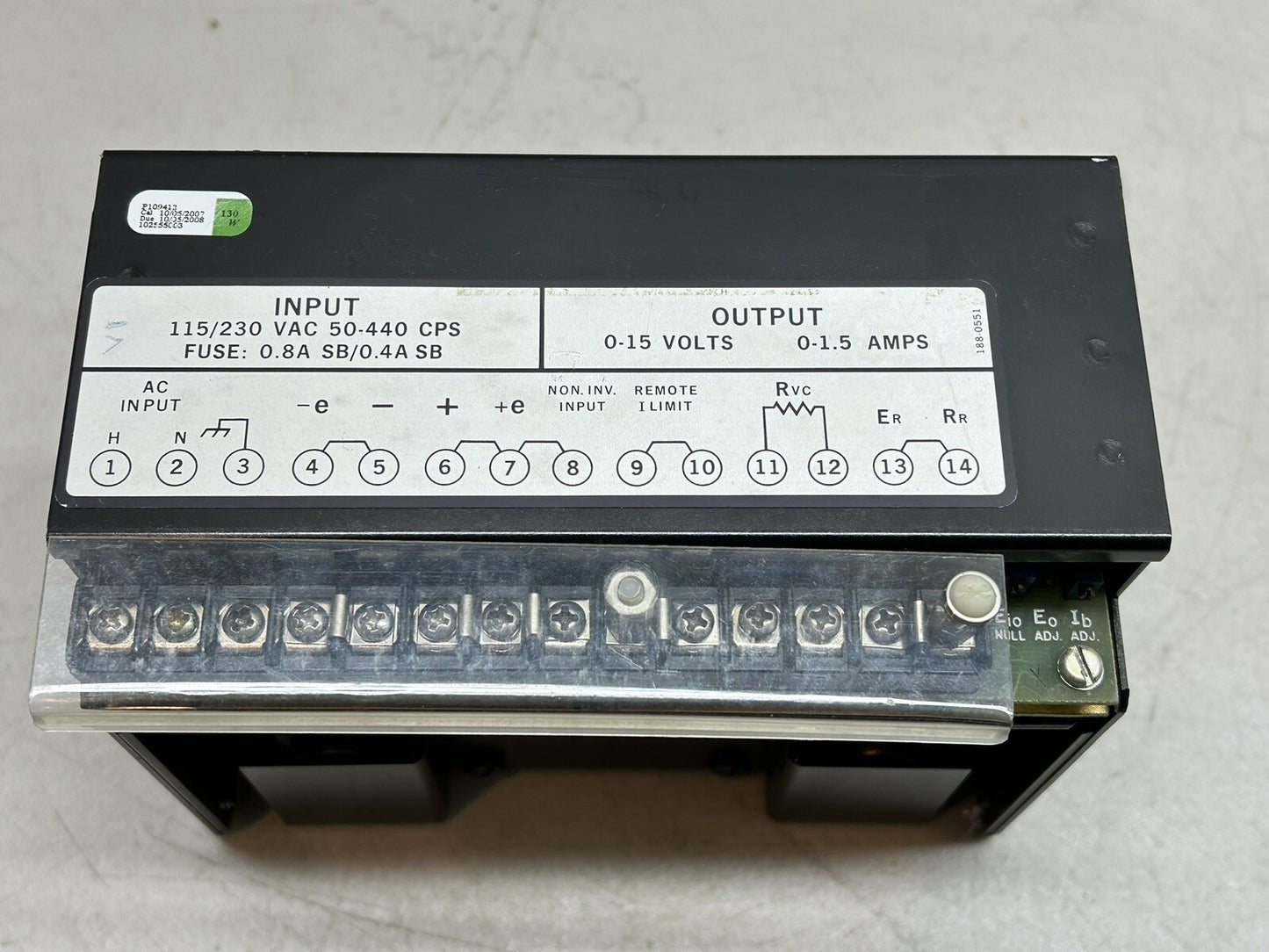 KEPCO PAT 15-1.5 ER / PAT15-1.5ER POWER SUPPLY 115/230VAC 0-15VOLTS 0-1.5AMP