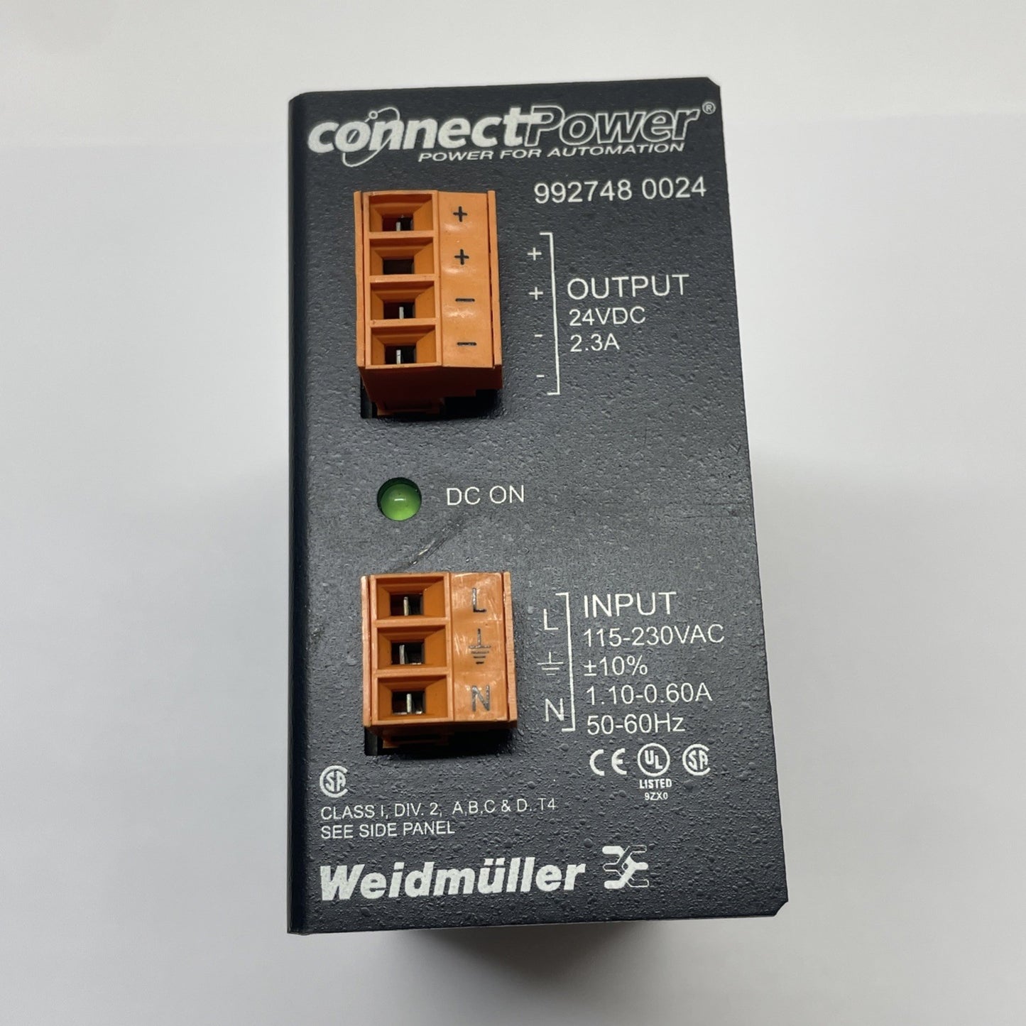 Weidmuller 992748 0024 Power Supply 24VDC 2.3A 115‑230VAC