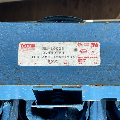 MTE RL-10013 Line Reactor 100A 0.45mH 3 Phase 480/600V NEMA 1 Enclosure RL-10003