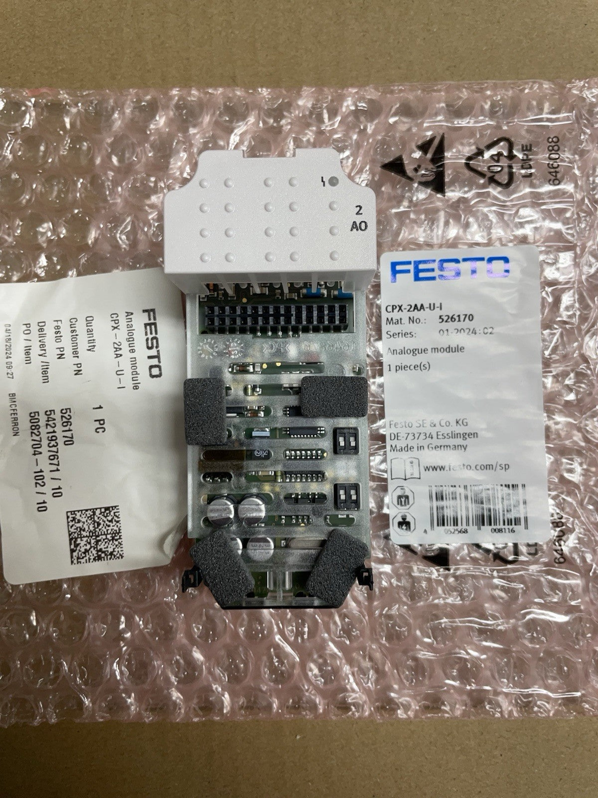 FESTO 526170 CPX-2AA-U-I ANALOGMODUL free shipping