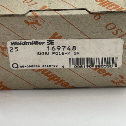 PACK OF 25  WEIDMÜLLER SKMU PG21-K GR Plastic Locknut PG21 Polyamide Grey 169748