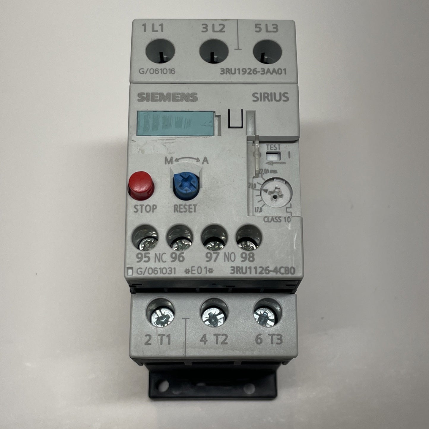 Siemens Sirius 3RU1126-4CB0 / 3ZX1012-0RU11-1AA1 Overload Relay w/ 3RU1926-3AA01