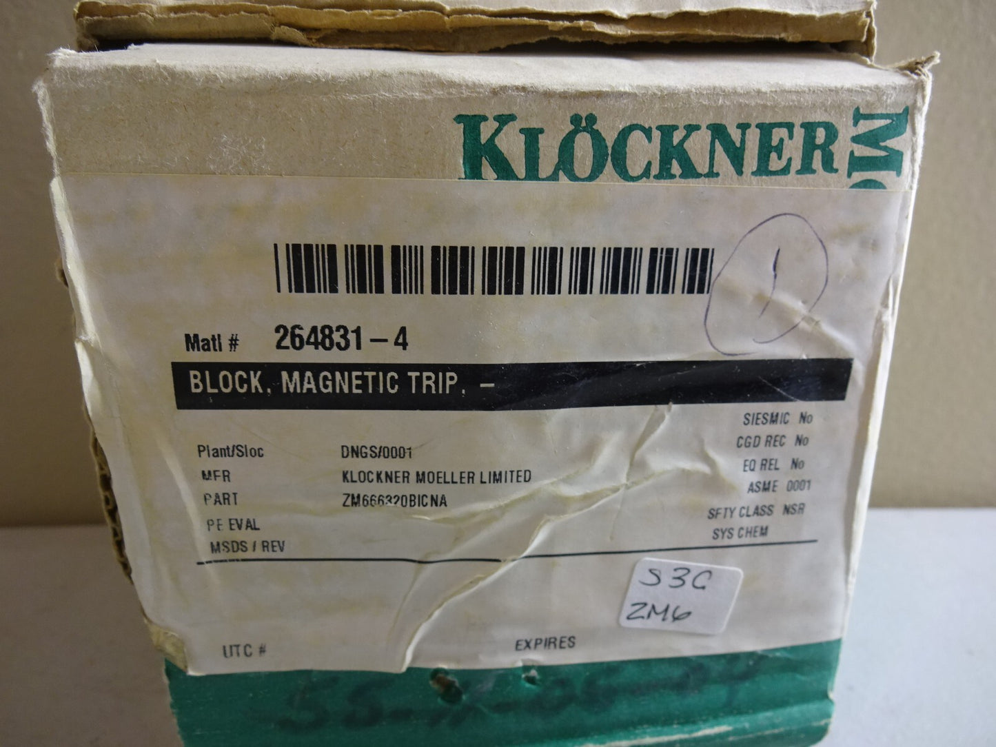 KLOCKNER MOELLER ZM666320BICNA ZM6-6,6-32-0BI-CNA / OVERLOAD RELAY / 16-32 NEW