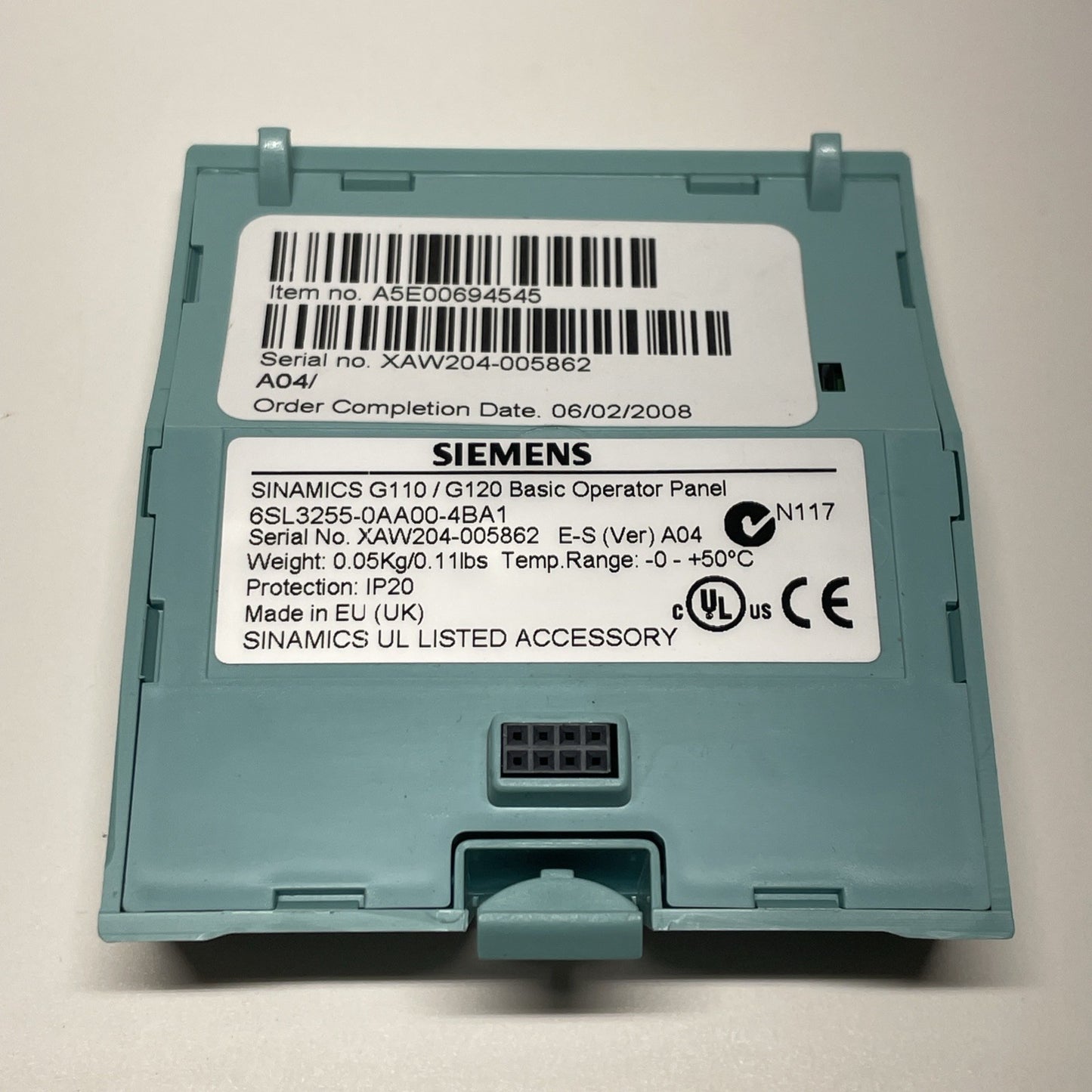 SIEMENS 6SL3255-0AA00-4BA1 SINAMICS G110 / G120 Basic Operator Panel