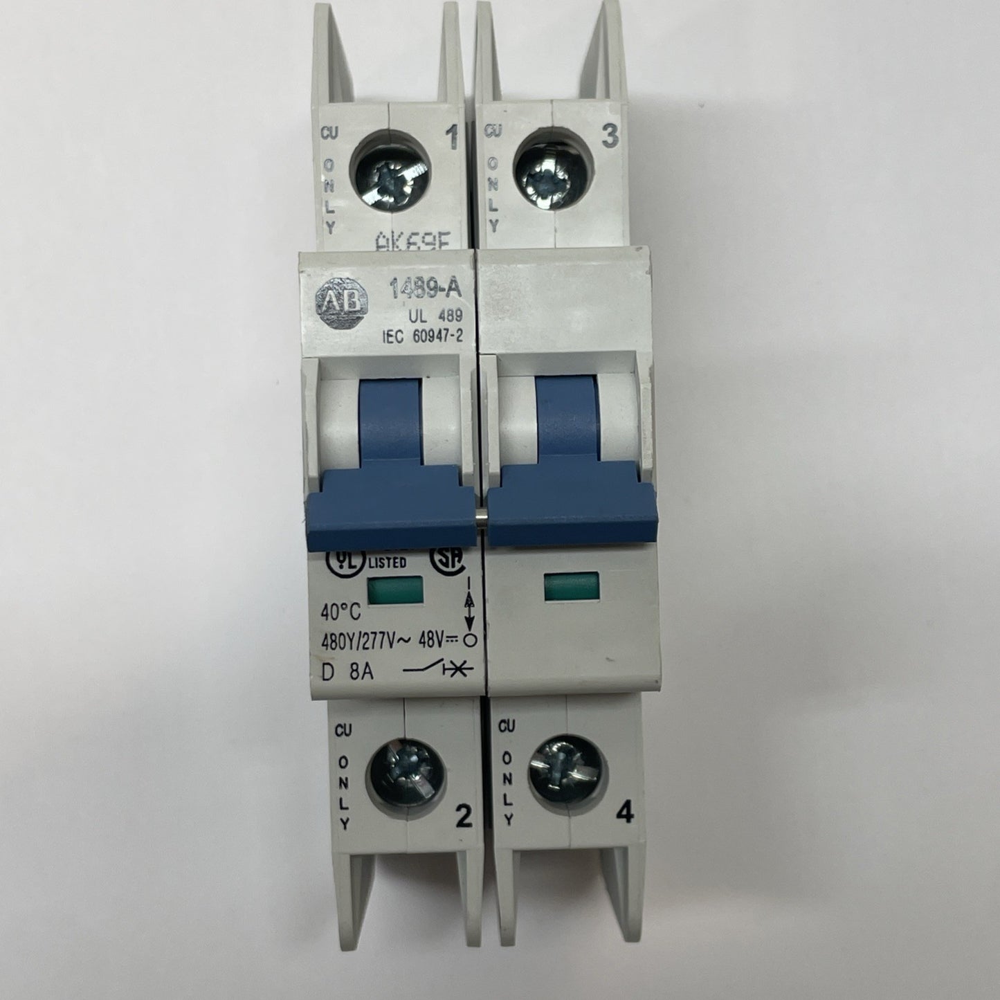 Allen Bradley 1489-A2D080 8 Amp 2-Pole 480Y/277 VAC, 96 VDC Breaker