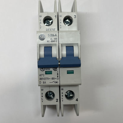 Allen Bradley 1489-A2D080 8 Amp 2-Pole 480Y/277 VAC, 96 VDC Breaker