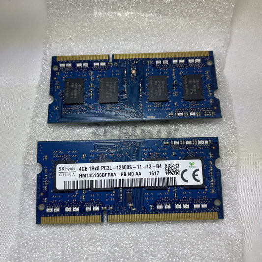 SK Hynix 4GB 1RX8 PC3L-12800S-11-13-B4 Laptop Memory HMT451S6BFR8A (LOT OF 2)