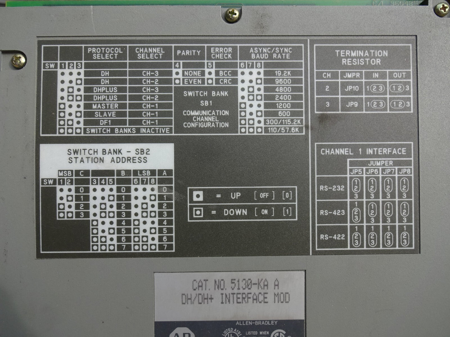 ALLEN BRADLEY 5130-KA / DH/DH+ INTERFACE MODULE SERIES A / 5130KA / 540007211