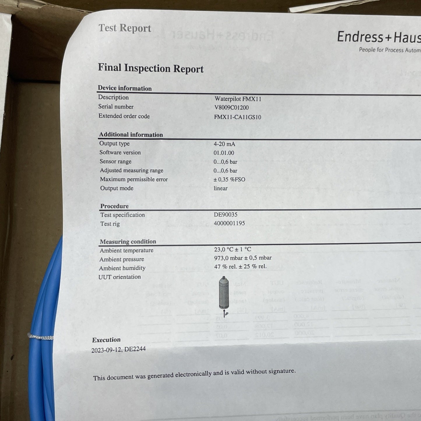 ENDRESS & HAUSER FMX11-CA11GS10 / FMX11CA11GS10 (NEW - OPEN BOX)