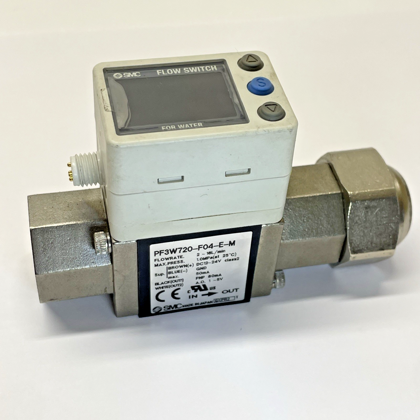 SMC PF3W720-F04-E-M / DIGITAL WATER FLOW SWITCH / 2 ~16L / MIN 1/2" F PORTS