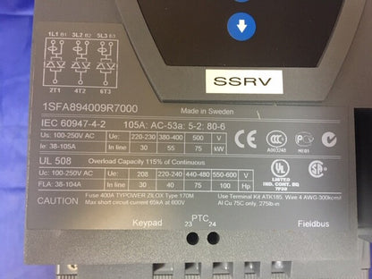 ABB PST105-600-70 SOFT STARTER 1SFA894009R7000(SHIP FROM USA)
