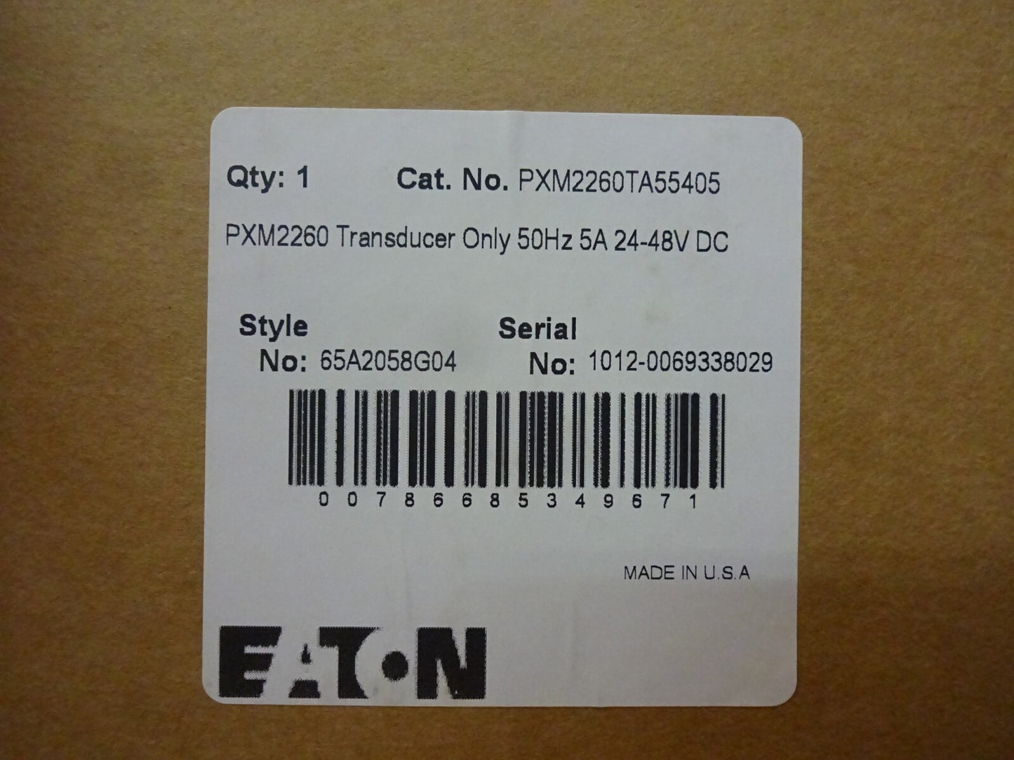 Eaton PXM2260TA55405 Transducer Only for PXM 2260 Series 50Hz 5A 24-60VDC