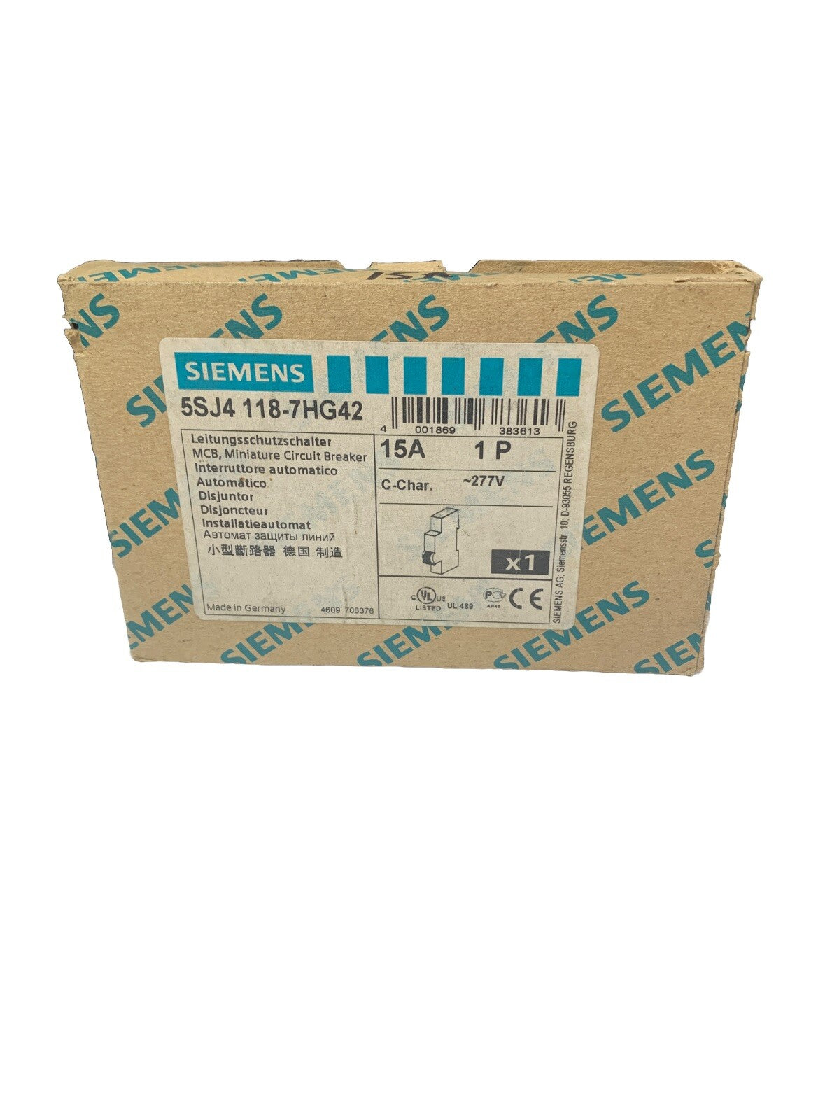 SIEMENS 5SJ4 118-7HG42, CIRCUIT BREAKER, 15A, 1P NEW!